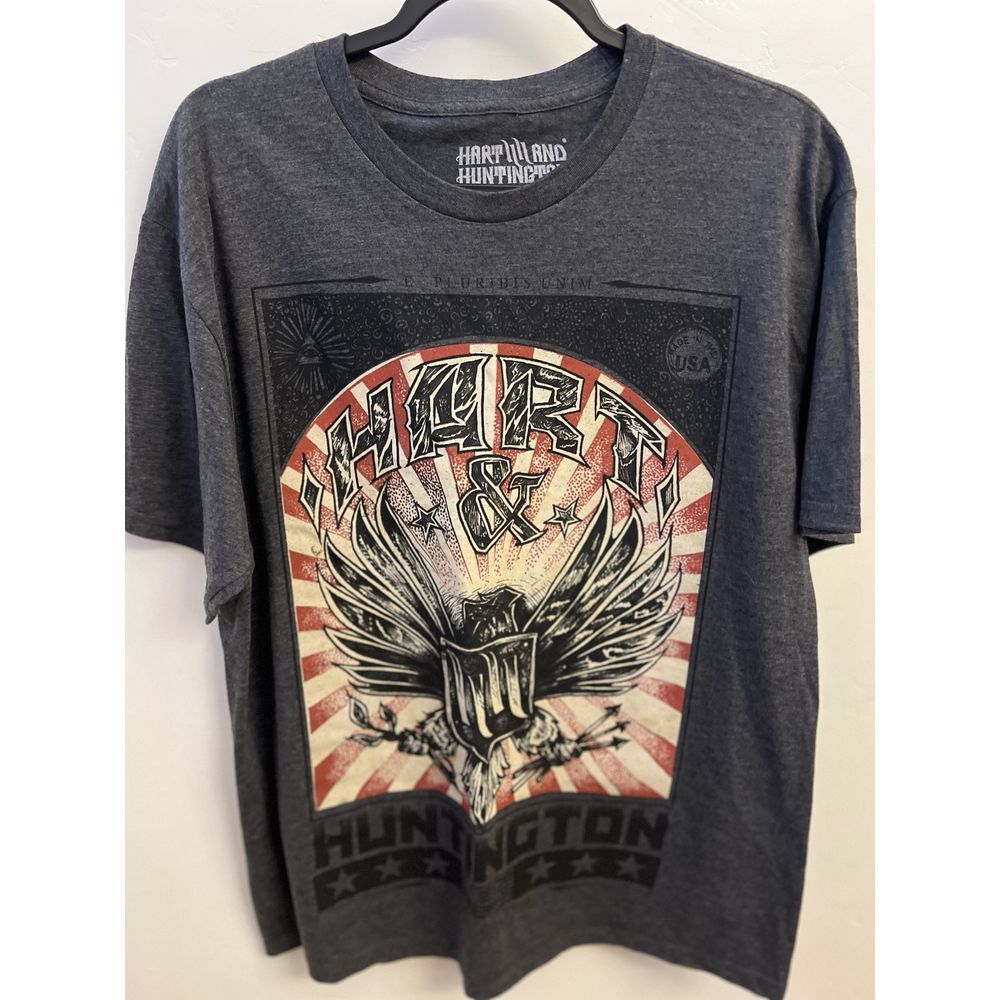 Adult Hart & Huntington Eagle Motorcycle‎ Tshirt Ink Rock Moto Size Large Gray